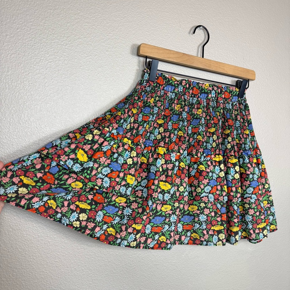 PERSEVERANCE London Floral smocked Short Ruffled mini Skirt‎ Size 6 B - Picture 2 of 10